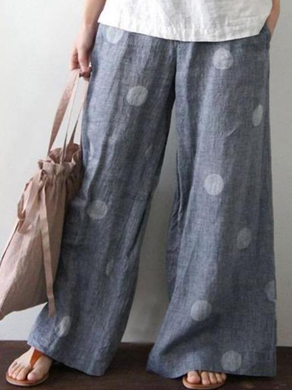 Loose Polka Dot Wave Pot Printed Long Wide leg pants