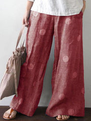 Loose Polka Dot Wave Pot Printed Long Wide leg pants