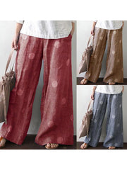 Loose Polka Dot Wave Pot Printed Long Wide leg pants