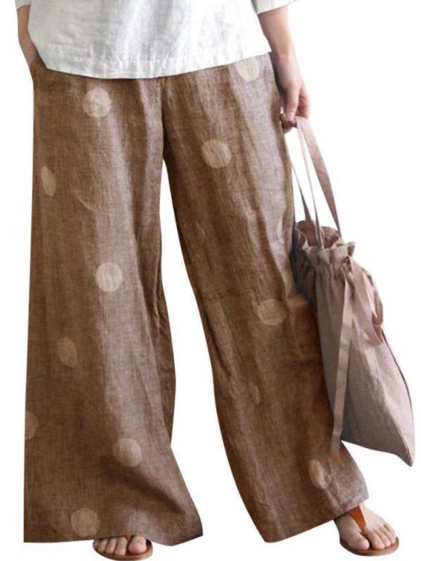 Loose Polka Dot Wave Pot Printed Long Wide leg pants