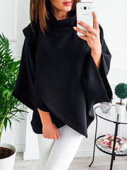 Wool High Collar Long Sleeve Cape Coats