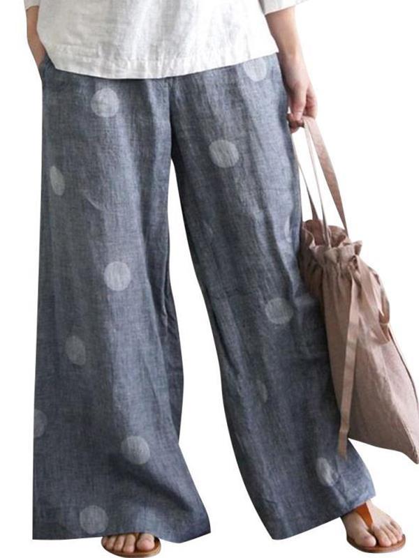 Loose Polka Dot Wave Pot Printed Long Wide leg pants