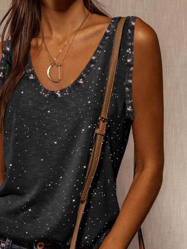 Sleeveless V-neck mid-length T-shirt fashion vests