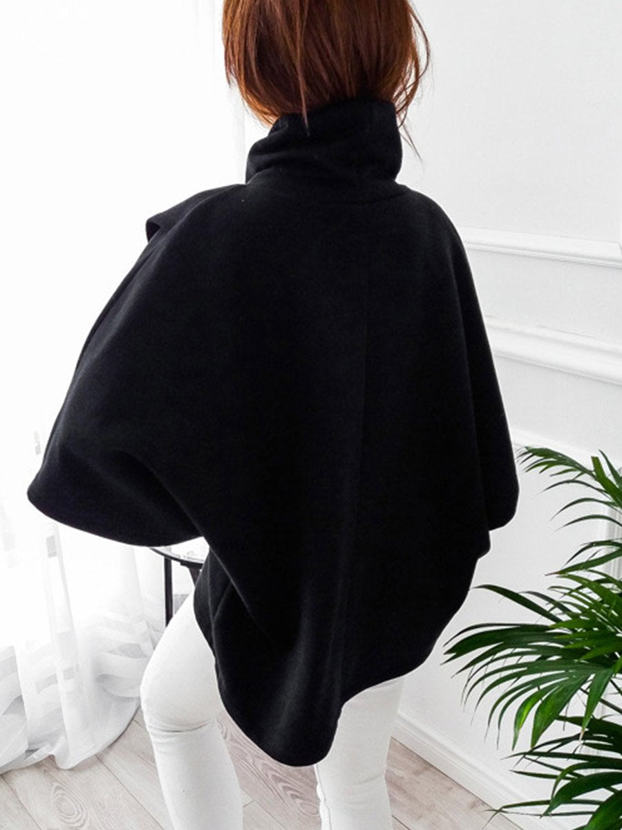 Wool High Collar Long Sleeve Cape Coats