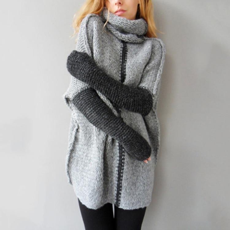 Women High collar Loose Knit Sweaters