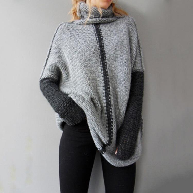 Women High collar Loose Knit Sweaters