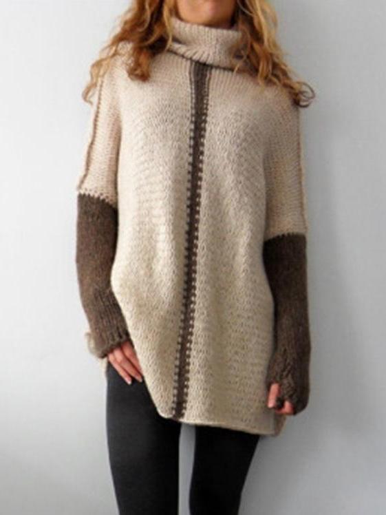 Women High collar Loose Knit Sweaters