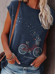 Cotton-Blend Crew Neck Shift Shirts & Tops