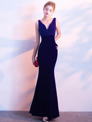 Velvet Sequined Contrast V-Neck Sleeveless Sheath Backless Dresses