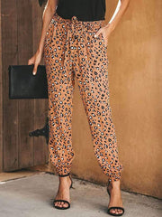 Women Casual Leopard Print High Waist Loose Harem Pants
