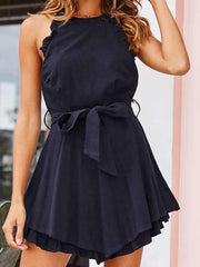 Sexy Backless Sleeveless strapless halter mini Skater dress
