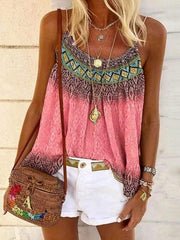 Casual fashion halter vest loose beach printed T-shirts
