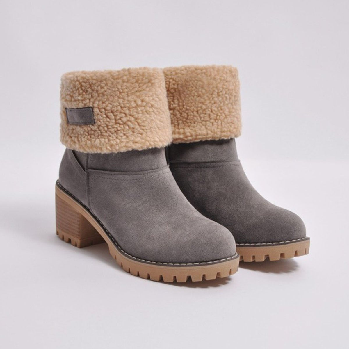 Plain Chunky Mid Heeled Date Ankle Boots