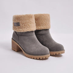 Plain Chunky Mid Heeled Date Ankle Boots