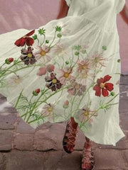 Chic women floral printed mini dress maxi dresses