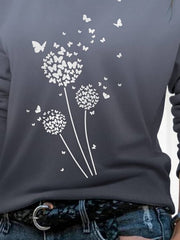 Round Neck Printed Vintage Shirts & Tops