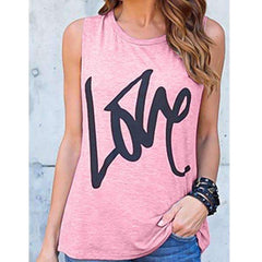 Casual Sleeveless Round Neck Printed T-Shirts