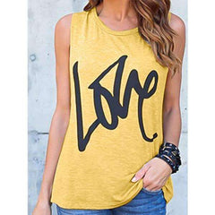 Casual Sleeveless Round Neck Printed T-Shirts