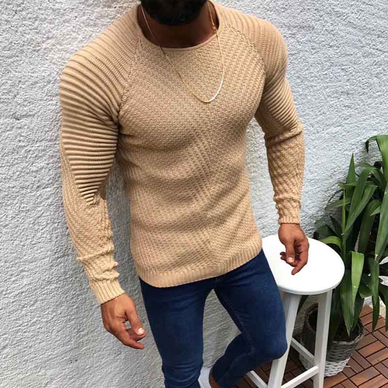 Men's Casual Fashion Slim Round Neck Pullover Sweater