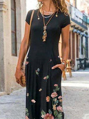 Black Shift Printed Floral Casual Dresses