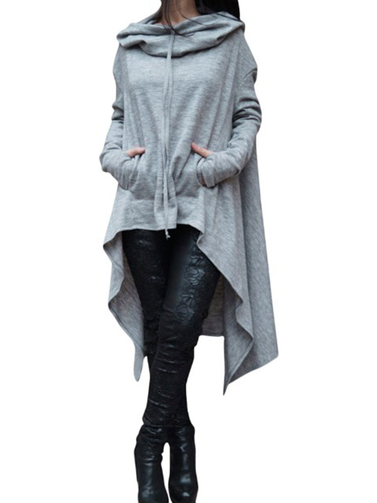 Solid Cotton Casual Long Sleeve Plus Size Hoody