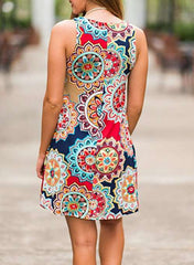Fashion Print Sleeveless Vest Shift Dresses