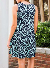 Fashion Print Sleeveless Vest Shift Dresses