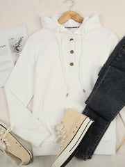 Casual Long Sleeve Solid White Hoodie Sweatshirt