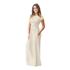 Casual Short sleeve Pocket Maxi Dresses