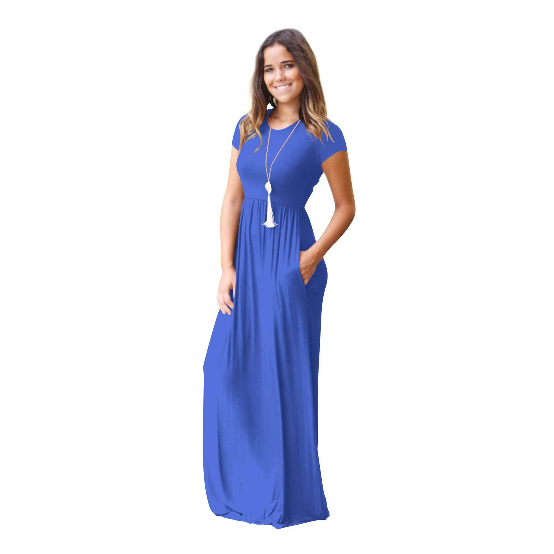 Casual Short sleeve Pocket Maxi Dresses