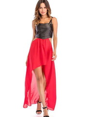 Sexy Gored Backless Vest Chiffon Skater Dresses