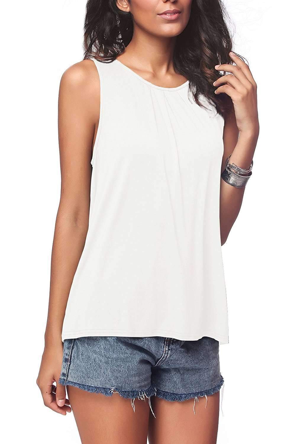 Casual Pure Round neck Sleeveless T-Shirts