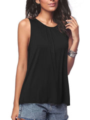 Casual Pure Round neck Sleeveless T-Shirts