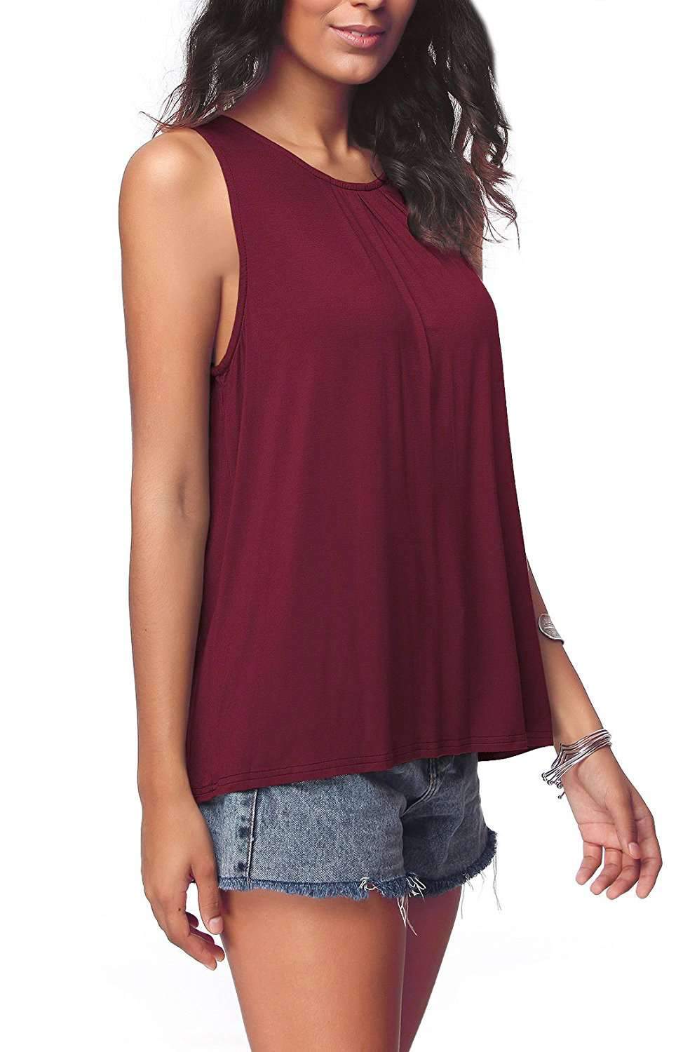 Casual Pure Round neck Sleeveless T-Shirts