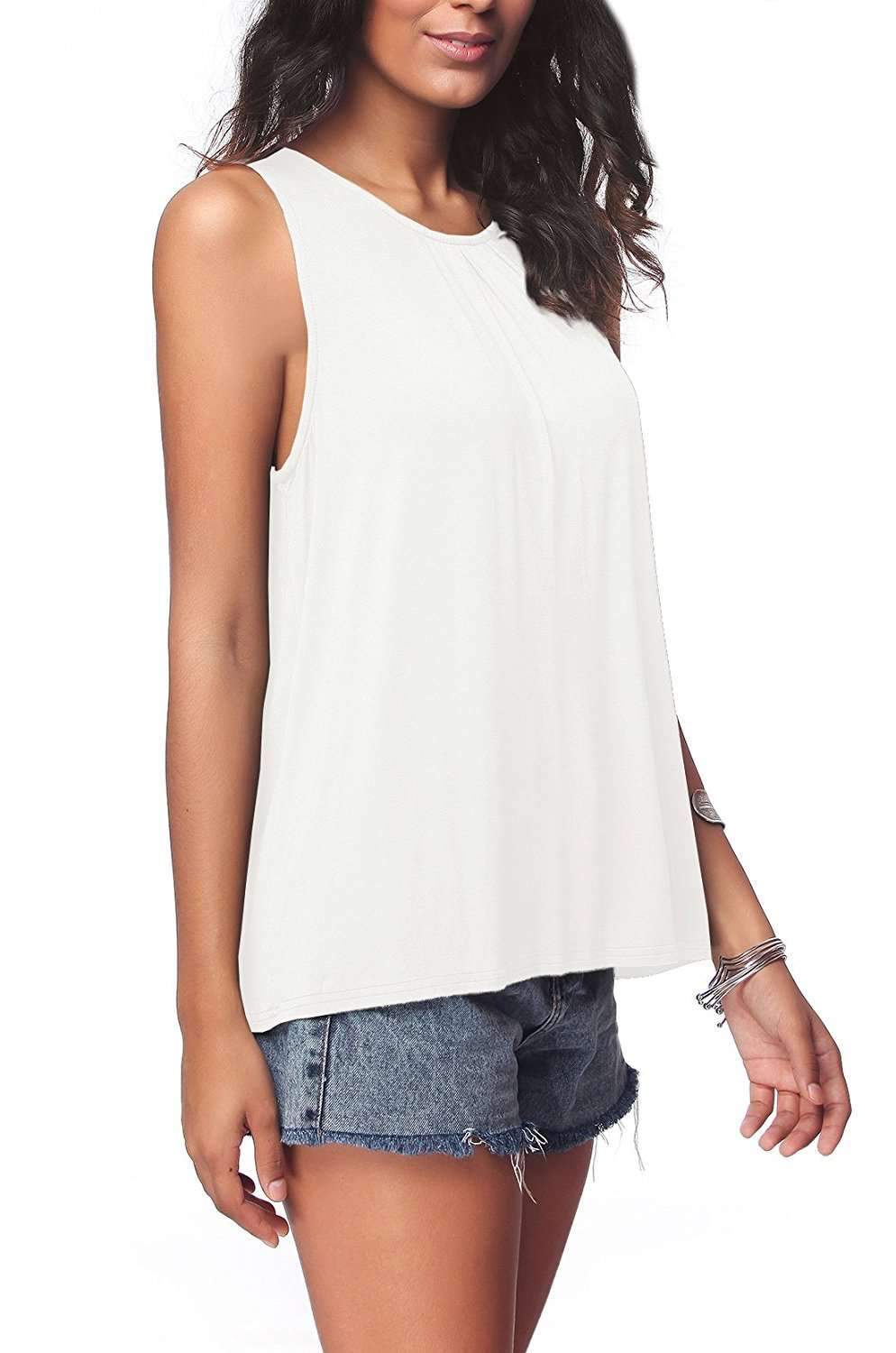 Casual Pure Round neck Sleeveless T-Shirts