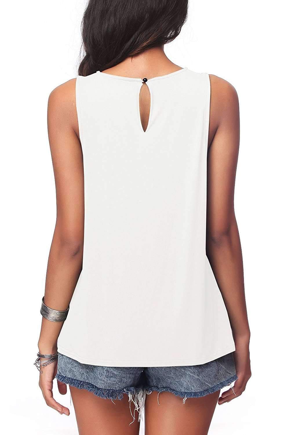 Casual Pure Round neck Sleeveless T-Shirts