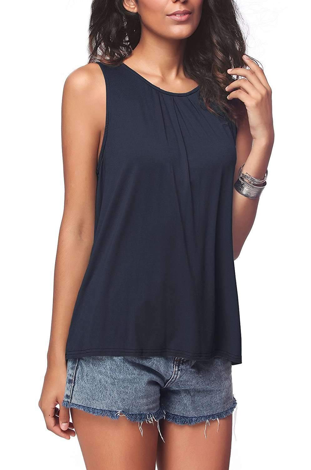 Casual Pure Round neck Sleeveless T-Shirts