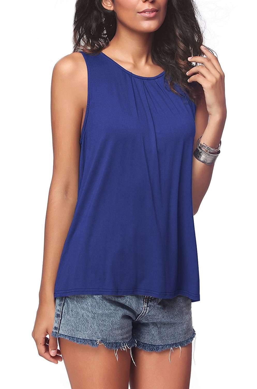 Casual Pure Round neck Sleeveless T-Shirts