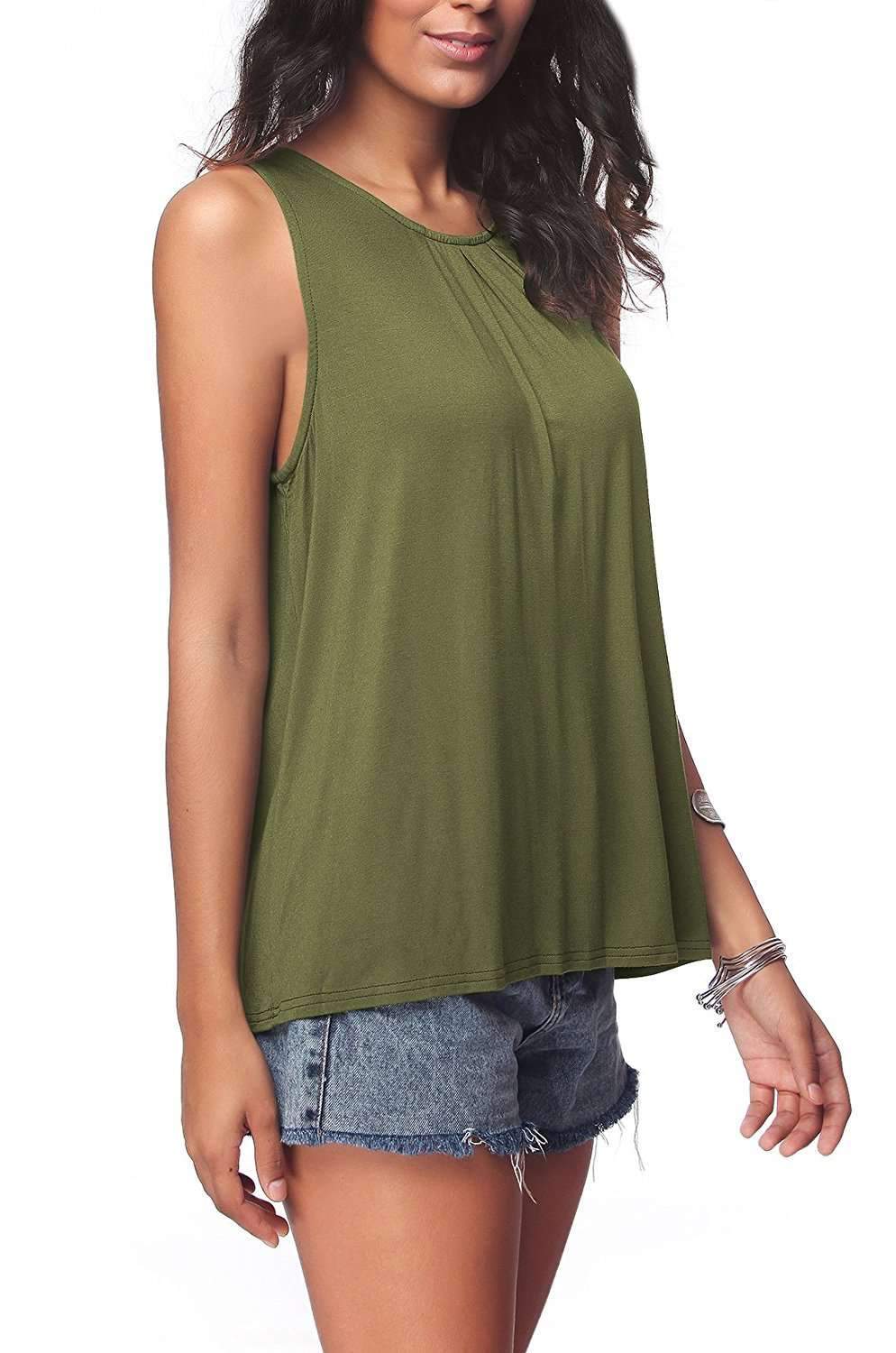 Casual Pure Round neck Sleeveless T-Shirts