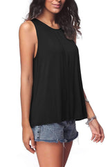 Casual Pure Round neck Sleeveless T-Shirts