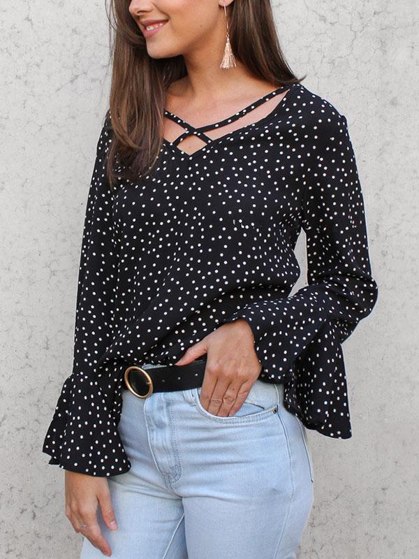 Casual Wave Point Chiffon Blouse