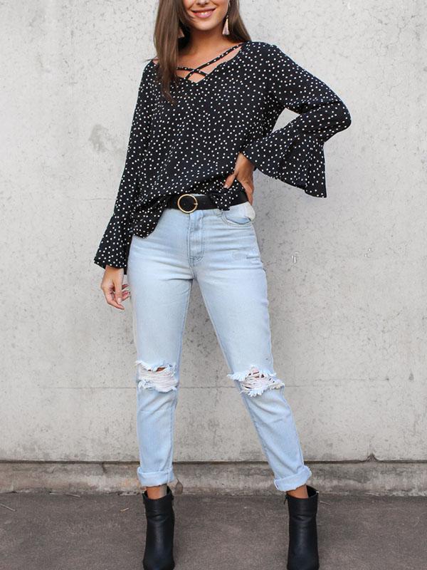 Casual Wave Point Chiffon Blouse