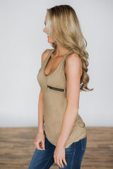 Scoop Neck Sleeveless Zipper Fashion Vest