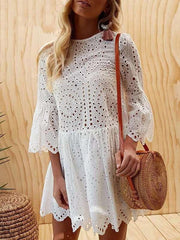 Women Frill Sleeves Casual Elegant Women Cutout Dresses