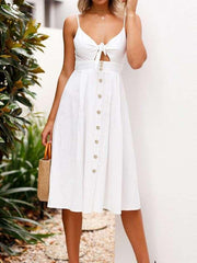 Sling Button Vest Skater Dresses