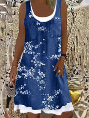 Daily Round neck Sleeveless Printed Shift Dresses