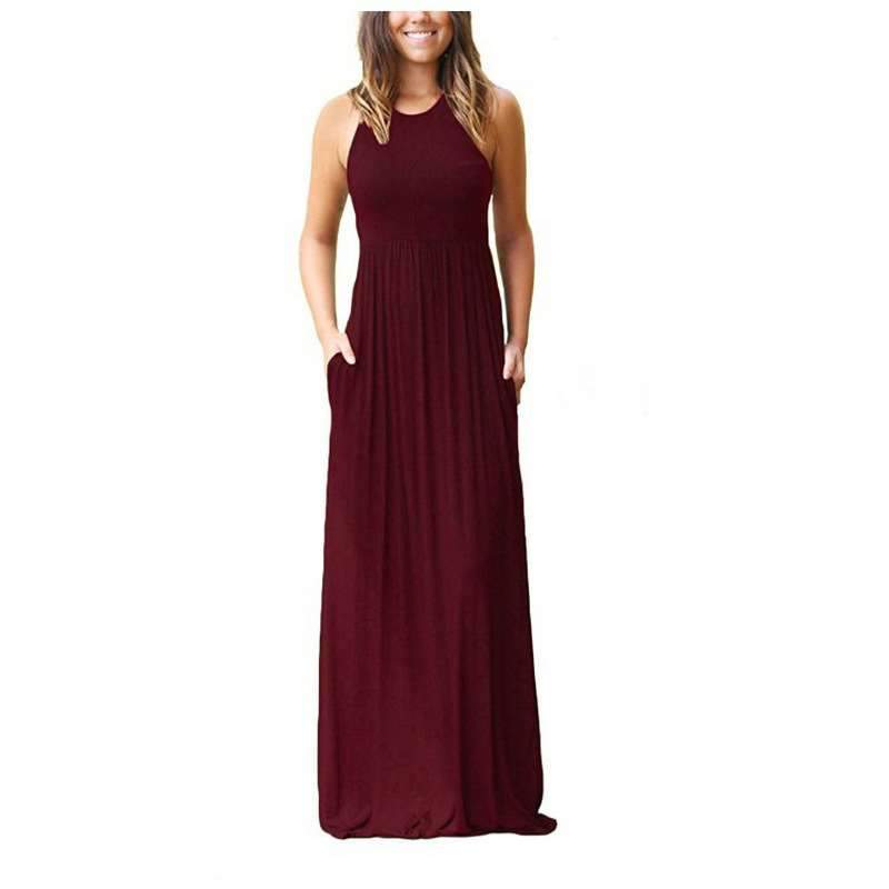 Casual Round neck Vest Maxi Dresses