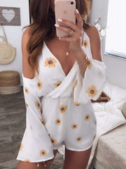 Fashion Off shoulder Vest Print Jumpsuits