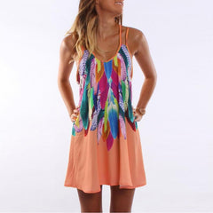 Round Neck Print Shift Dress