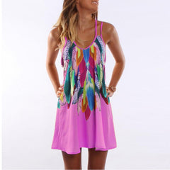 Round Neck Print Shift Dress